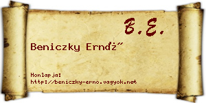 Beniczky Ernő névjegykártya