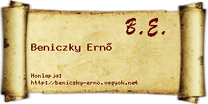 Beniczky Ernő névjegykártya